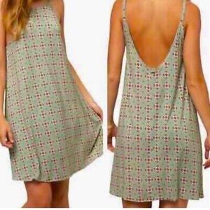 O’Neill Small BoHo Tile Print Sleeveless Green Print Shift Dress Size Small NWT